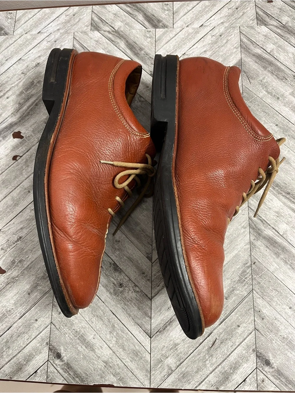 Sandro Men's Leather Lace-Up Oxfords in Warm Chestnut